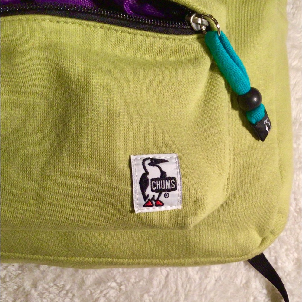 Unisex lime green CHUMS backpack (15 x 18) - Picture 3 of 8